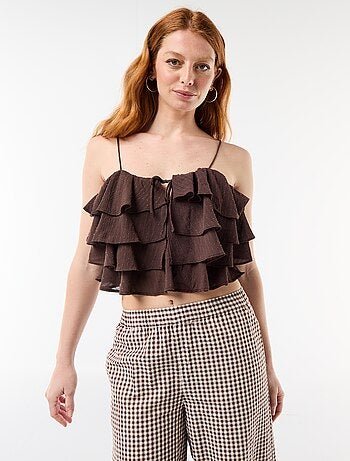 Top met ruches en smalle schouderbandjes