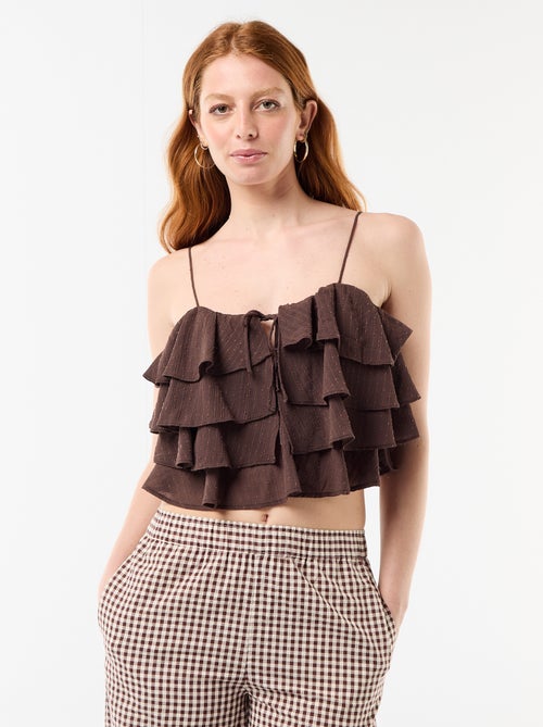 Top met ruches en smalle schouderbandjes - Kiabi