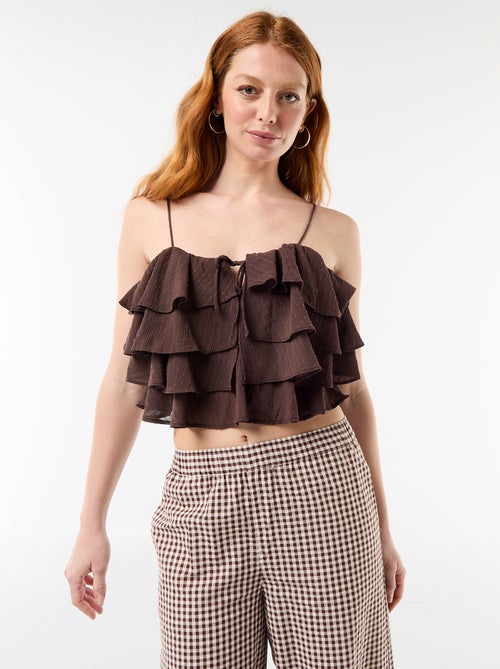 Top met ruches en smalle schouderbandjes - Kiabi