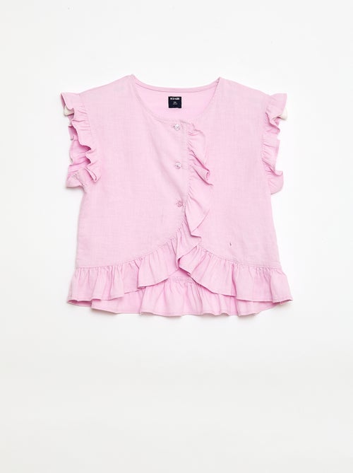Top met ruches van linnenmix - Kiabi
