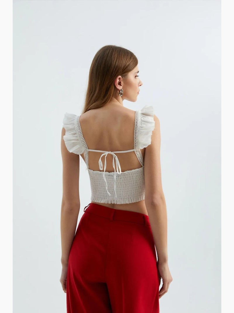 Top met smock hiccup Wit - Kiabi