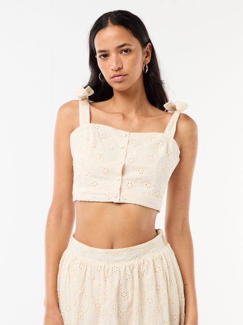 Top met strikbandjes van katoen - Kiabi