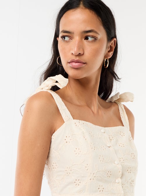 Top met strikbandjes van katoen - Kiabi