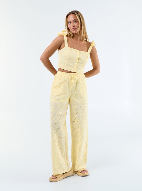 Top met strikbandjes van katoen - Kiabi