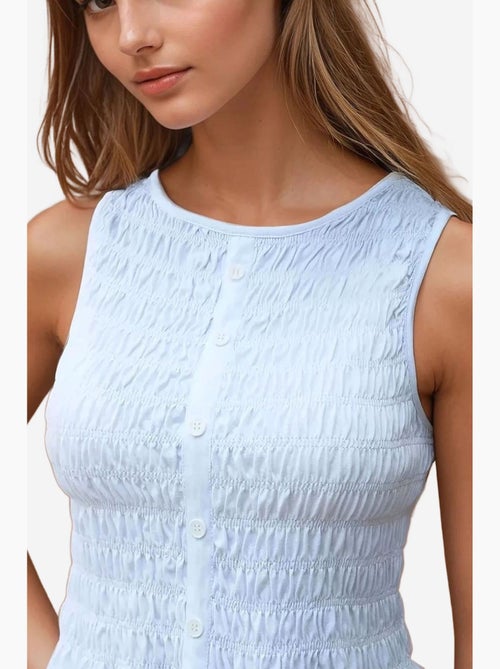 Top met textuur, ronde hals en slim fit hiccup - Kiabi Top met textuur, ronde hals en slim fit hiccup - Kiabi