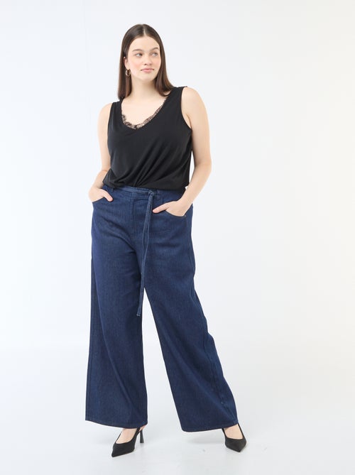 Top met V-hals en kant - Kiabi