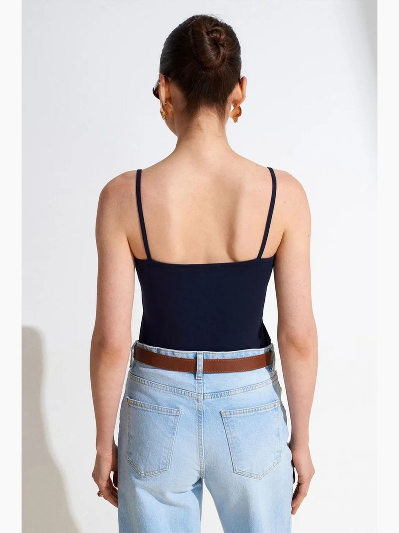 Top met vierkante hals dilvin Marineblauw - Kiabi