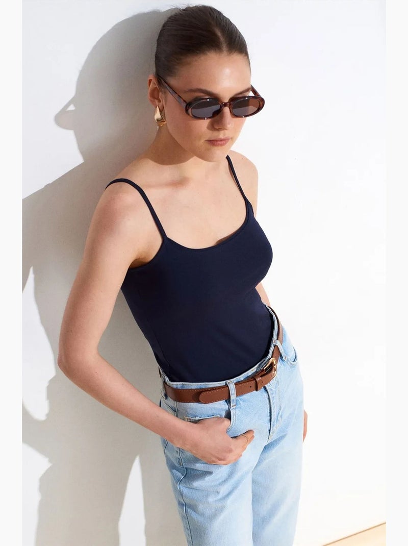 Top met vierkante hals dilvin Marineblauw - Kiabi