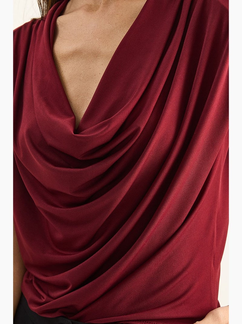 Top met watervalhals lucci Bordeauxrood - Kiabi