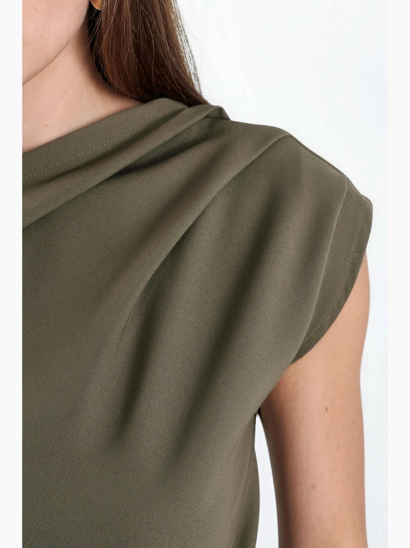 Top one shoulder geplooid hiccup Kaki - Kiabi