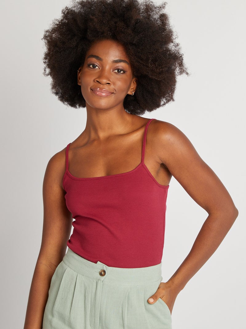 Top rib à bretelles Bordeaux - Kiabi