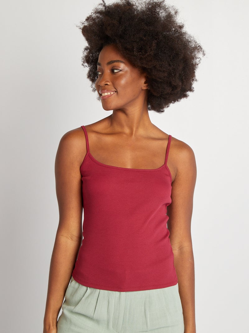 Top rib à bretelles Bordeaux - Kiabi