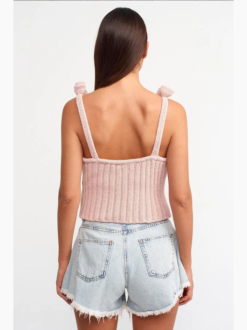 Top ronde hals rib bloem hiccup Roze - Kiabi