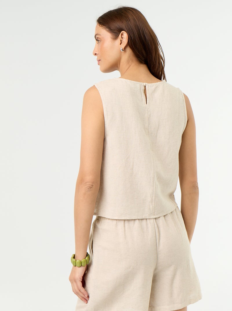 Top sans manches à col rond Beige - Kiabi