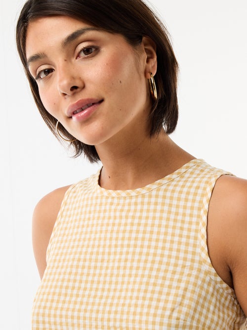 Top sans manches à motif Vichy - Kiabi