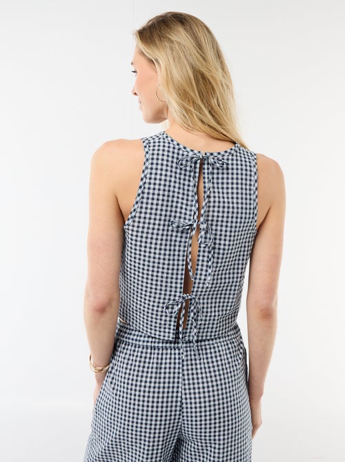 Top sans manches à motif Vichy - Kiabi