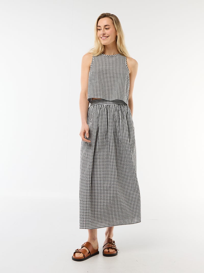 Top sans manches à motif Vichy Noir - Kiabi