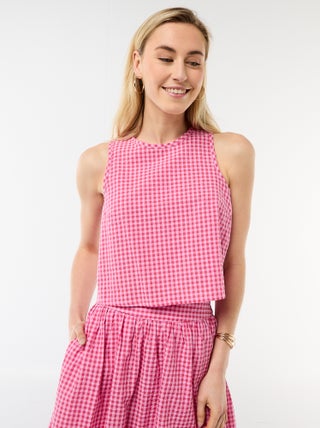 Top sans manches à motif Vichy