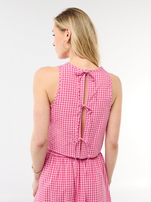 Top sans manches à motif Vichy - Kiabi