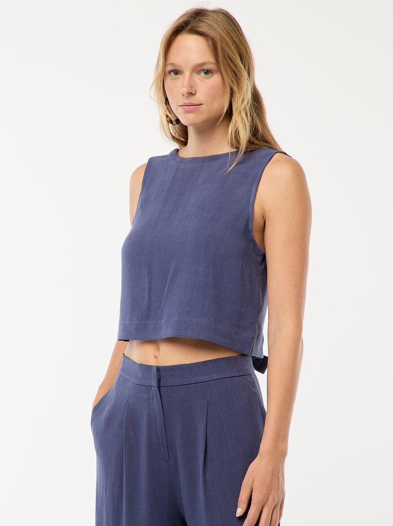 Top sans manches à nouer dans le dos Bleu Femme Kiabi