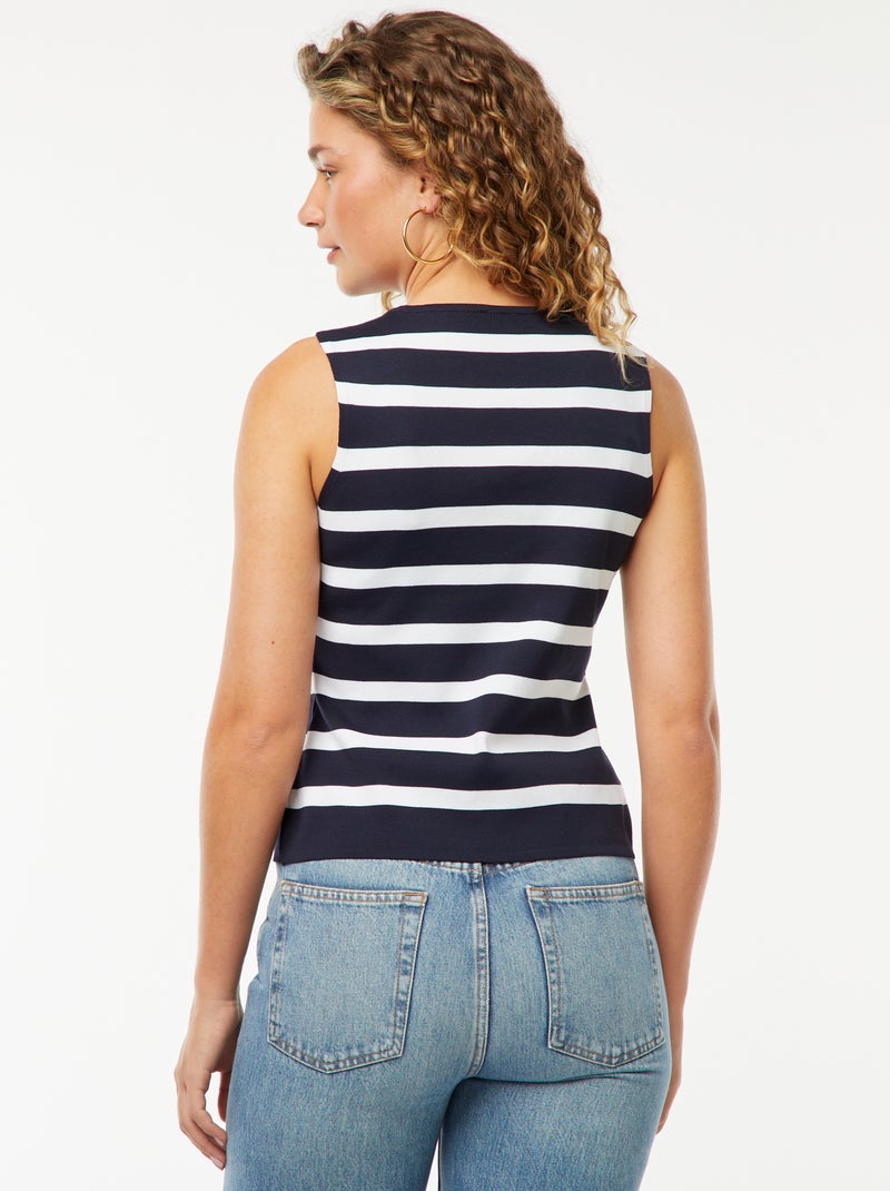 Top sans manches avec boutons dorés Bleu - Kiabi