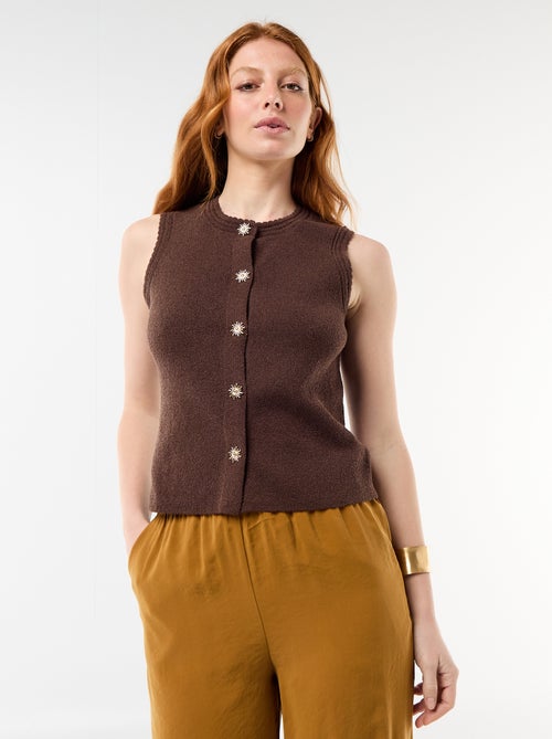 Top sans manches avec boutons dorés - Kiabi