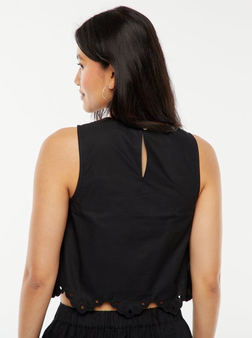 Top sans manches avec broderies anglaises - Kiabi