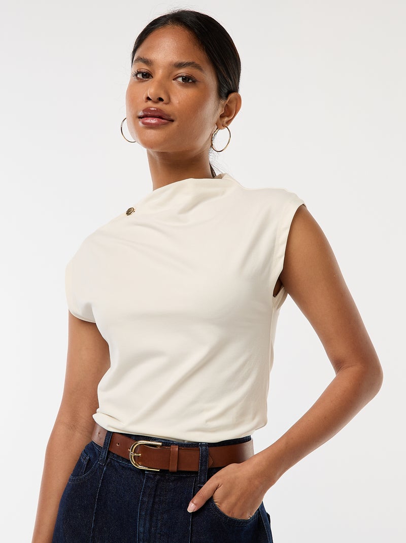 Top sans manches avec col montant Blanc - Kiabi