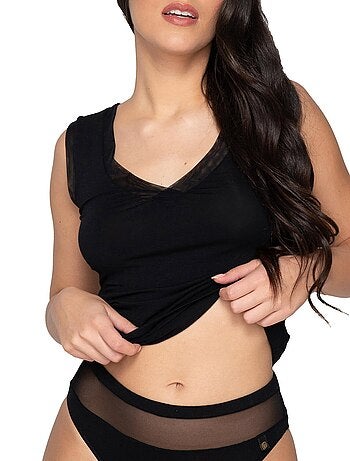 Top sans manches col v cotton touch
