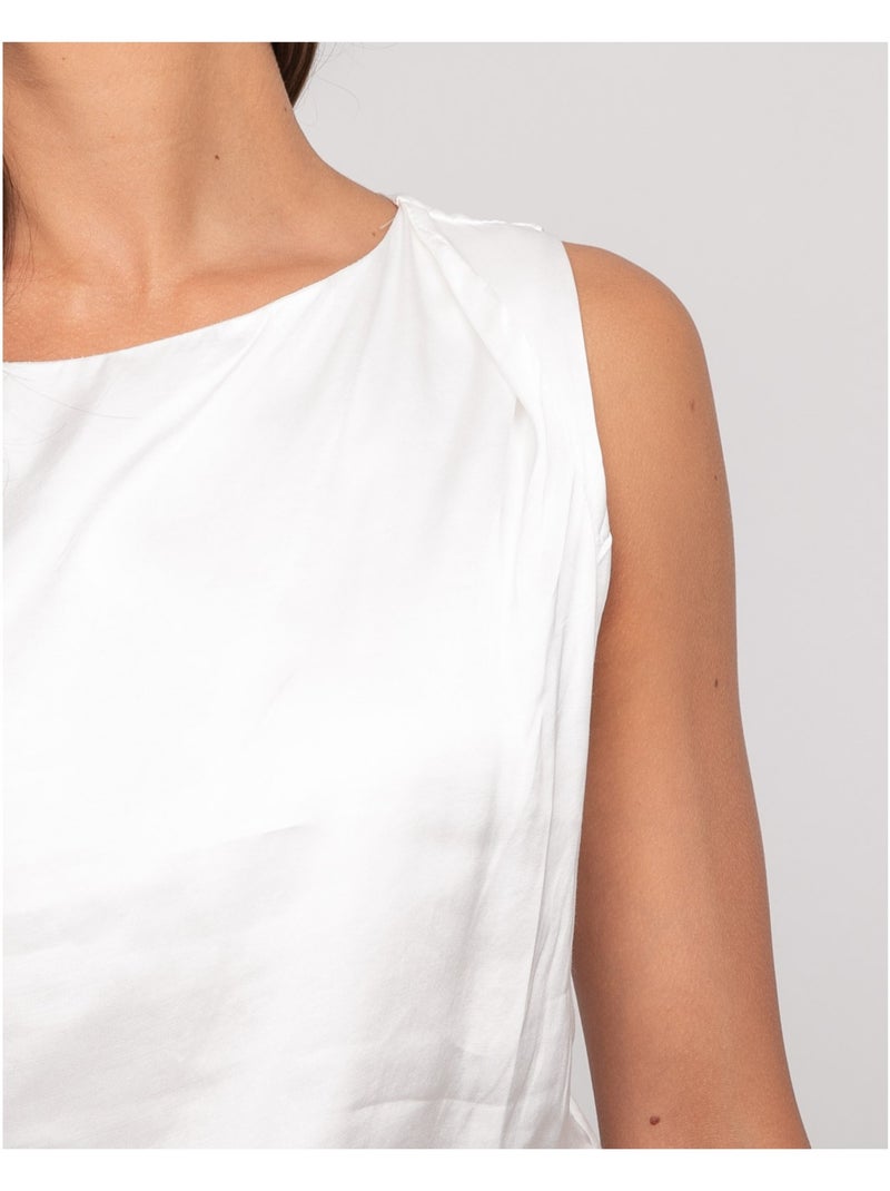 Top sans manches effet satin FARESSIE Blanc - Kiabi