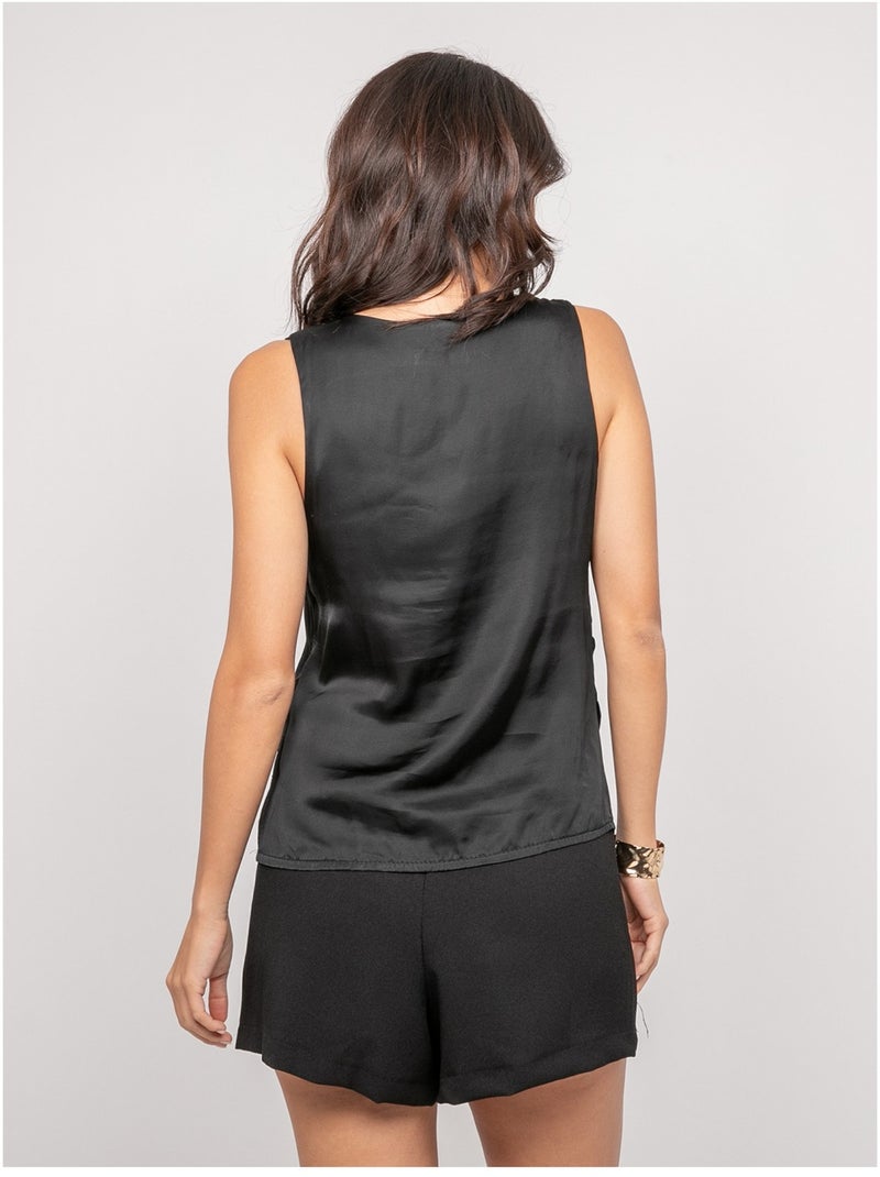 Top sans manches effet satin FARESSIE Noir - Kiabi