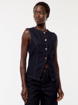 Top sans manches en denim