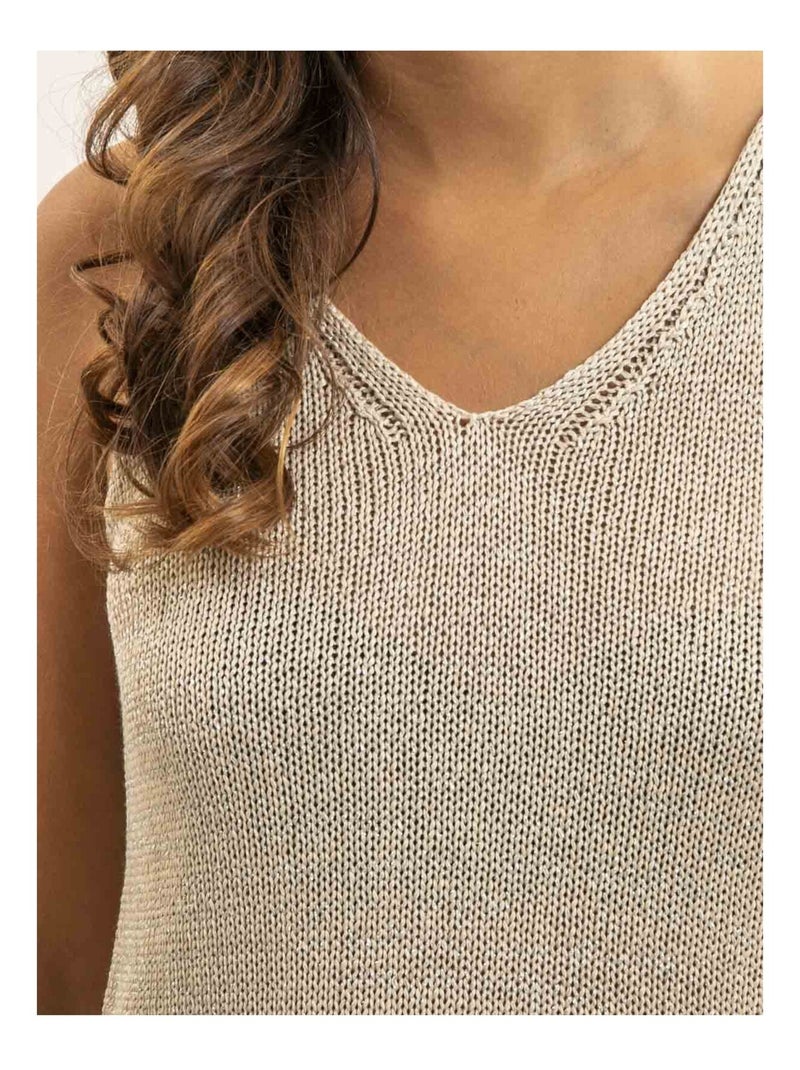 Top sans manches maille lurex KENATRA Beige - Kiabi