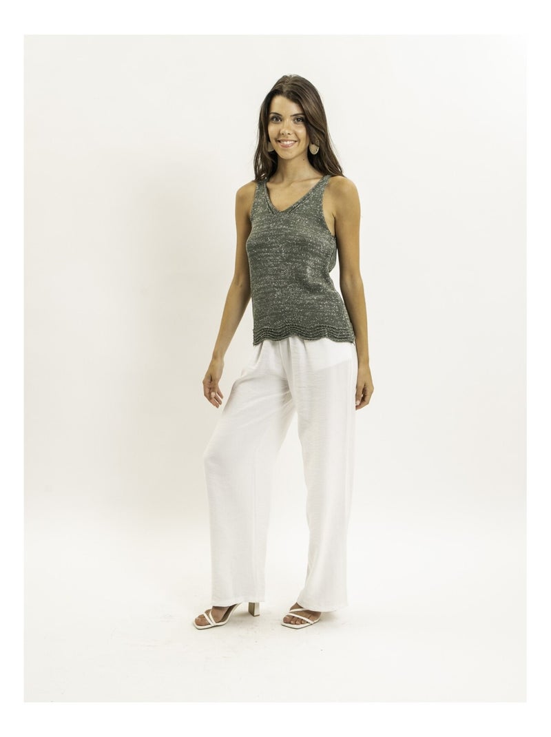 Top sans manches maille lurex KENATRA Kaki - Kiabi