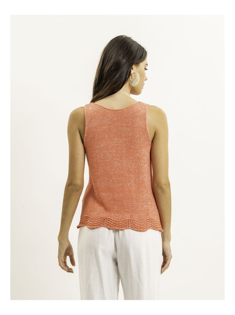 Top sans manches maille lurex KENATRA Orange corail - Kiabi