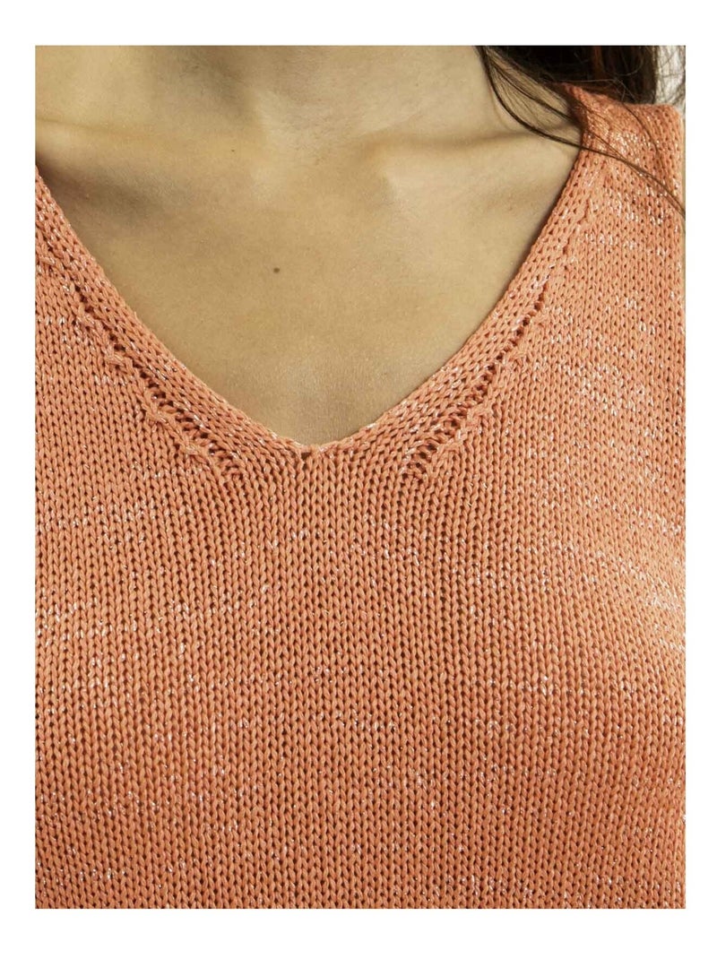 Top sans manches maille lurex KENATRA Orange corail - Kiabi