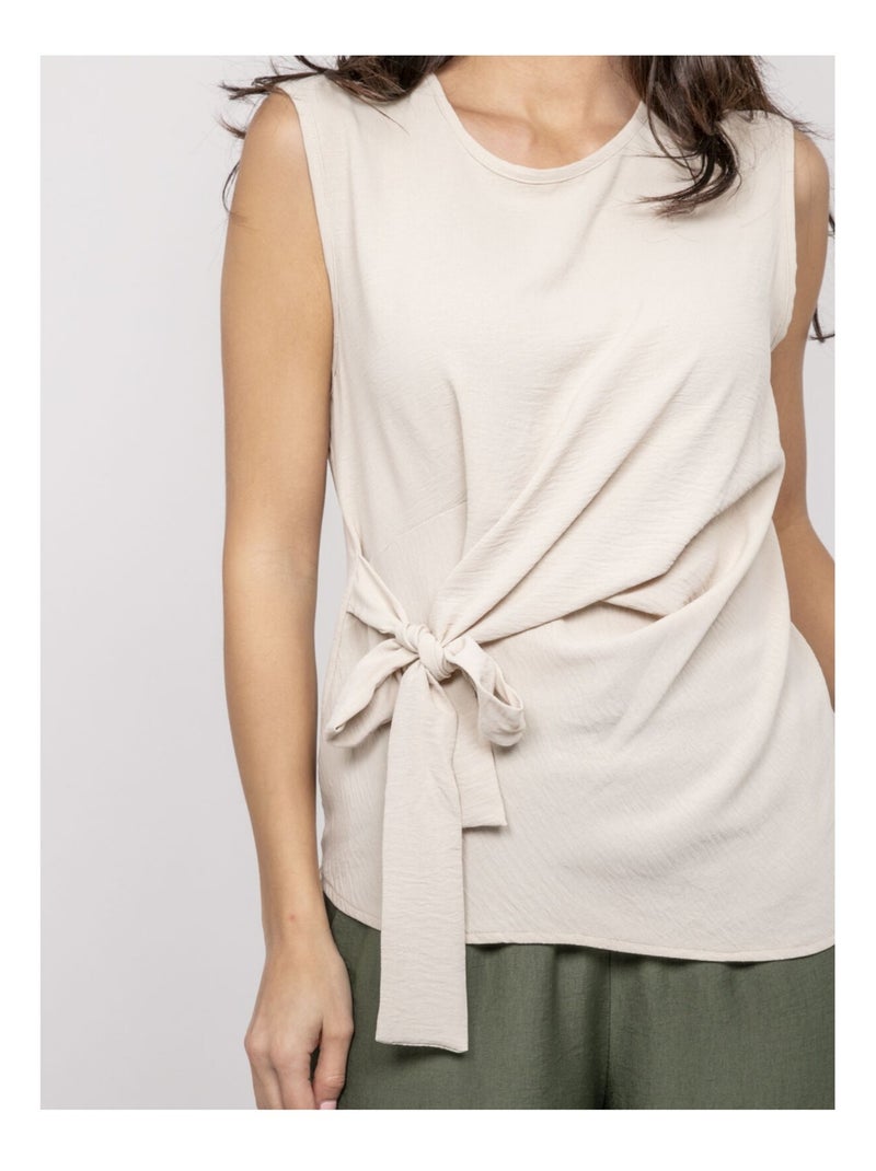 Top sans manches nœud FELIZE Beige - Kiabi