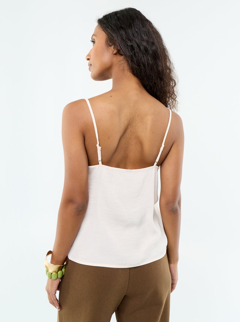 Top satiné avec dentelle Rose - Kiabi