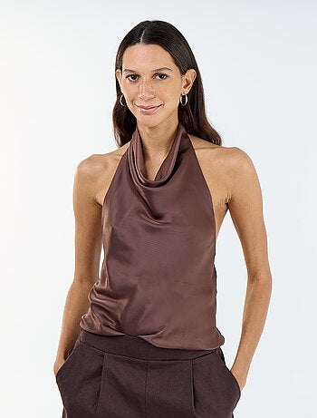 Top stretch asymétrique matière satinée