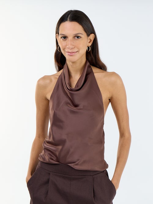 Top stretch asymétrique matière satinée - Kiabi