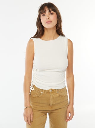 Top van gekreukt tricot met geplooid effect