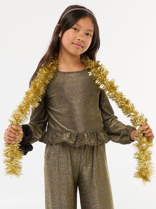 Top van glanstricot met ruches - Kiabi