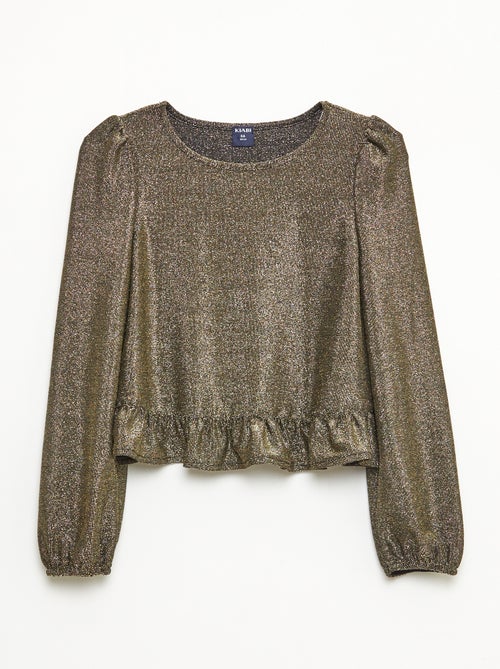 Top van glanstricot met ruches - Kiabi