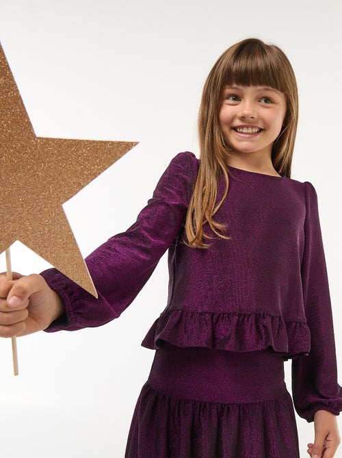 Top van glanstricot met ruches - Kiabi