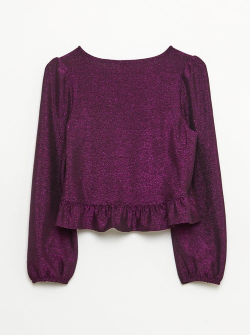 Top van glanstricot met ruches - Kiabi