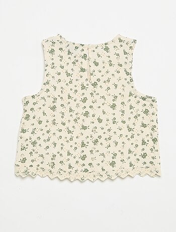 Top van katoenen gaas met bloemenprint