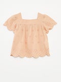 Top van katoenen voile met broderie anglaise BIEGE - Kiabi