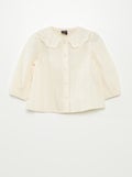 Top van katoenen voile met broderie anglaise WIT - Kiabi