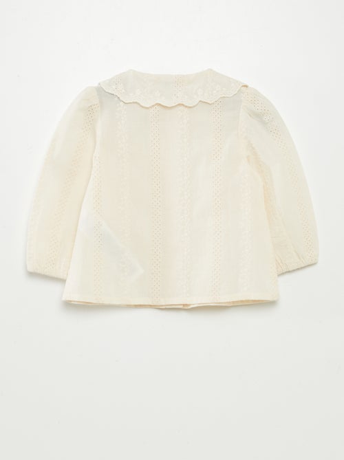 Top van katoenen voile met broderie anglaise - Kiabi