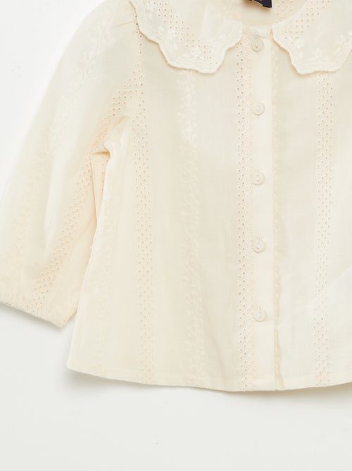 Top van katoenen voile met broderie anglaise - Kiabi